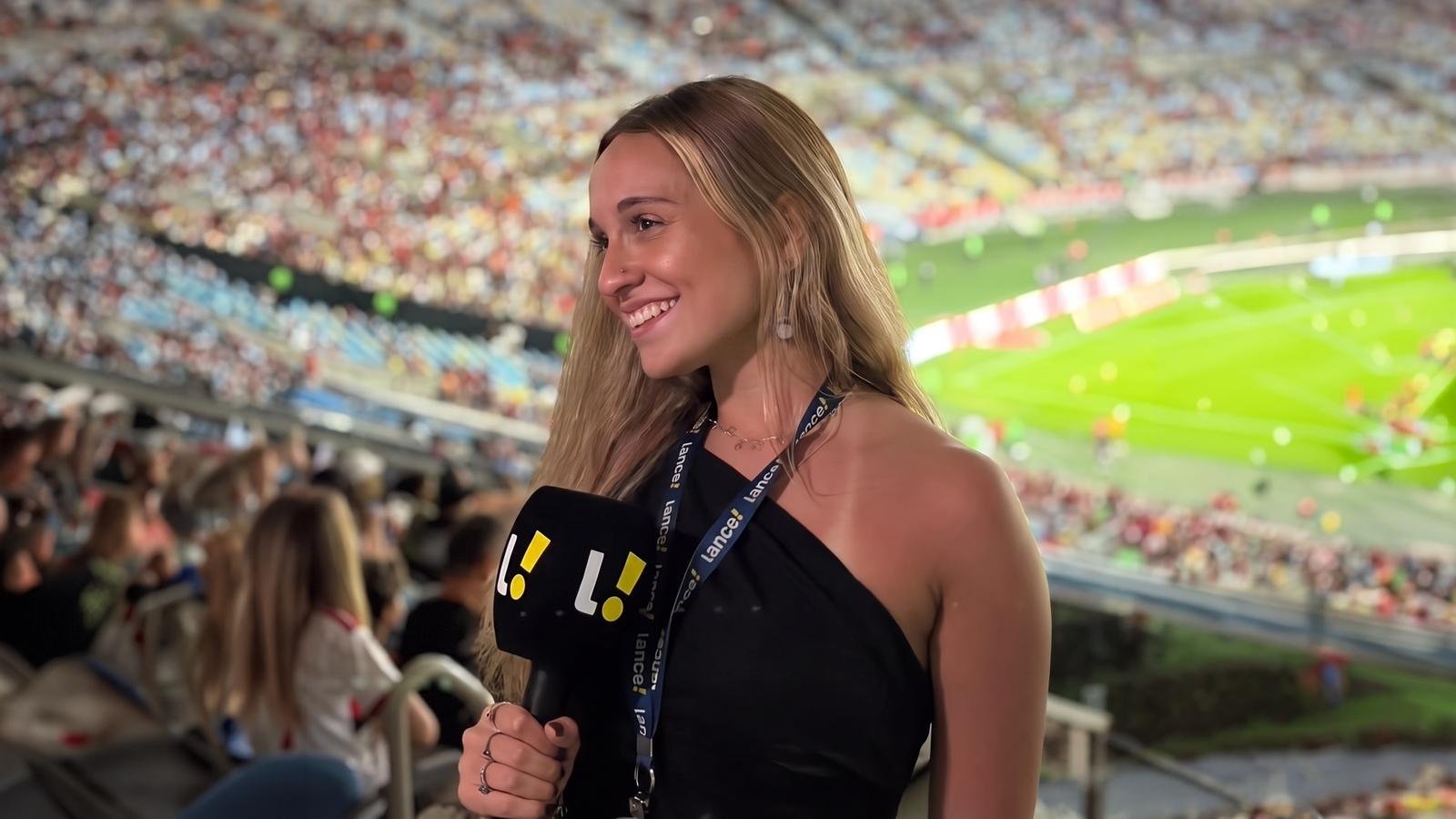 Izabella Giannola em cobertura no Maracanã